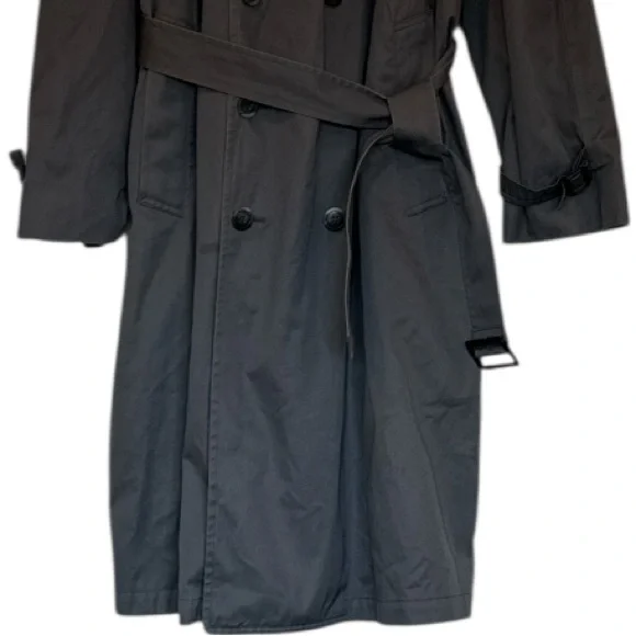 London Fog by Greenwood Charcoal Classic Wool Lined Trench Coat Size 42 Reg.